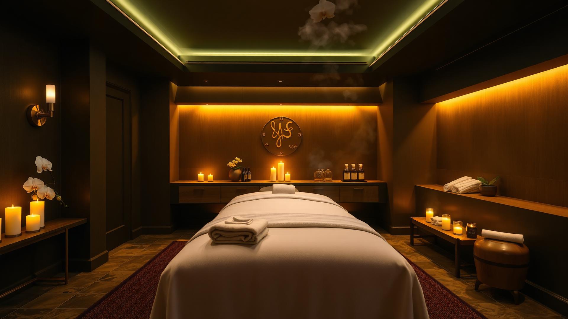 Candlelit luxury spa treatment room at Life Line Spa